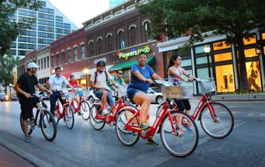 For outreach, Fort Worth B-Cycle partners with existing events