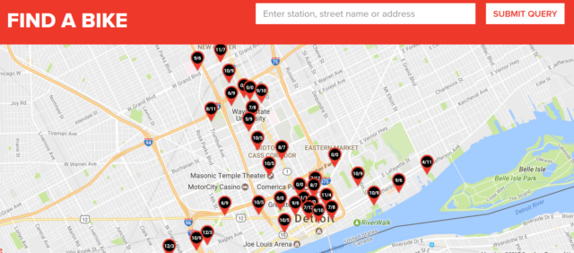 Detroit Bike Share station map