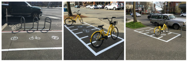 Seattle dockless bike parking collage