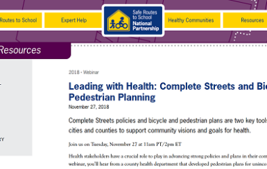 Safe Routes National Partnership connects public health to Complete Streets