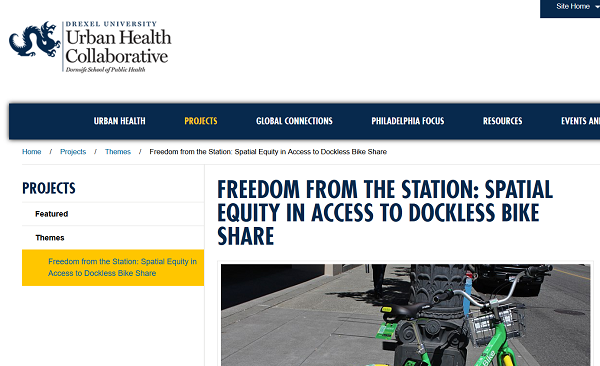 Drexel releases research on free-floating bike share and disadvantaged communities