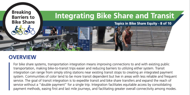 A screenshot of PSU's Integrating Bike Share and Transit 2-pager